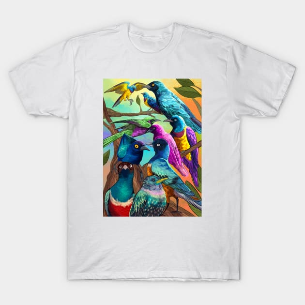 Exotic Birds T-Shirt by Cari.boou